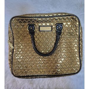 Like New Betsey Johnson Laptop Bag Gold Hearts